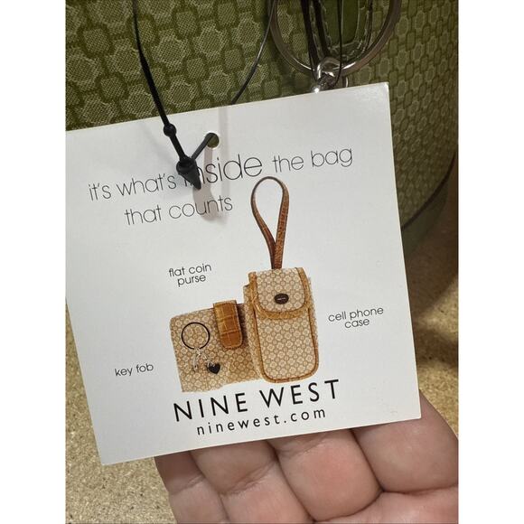 NOS Nine West Mini Tote Bags Purses Set of 2 Pink & Green Organizer Style - Picture 15 of 16